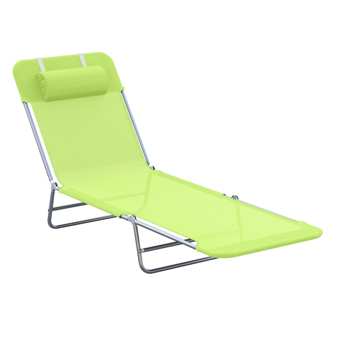 Outsunny Sun Bed Chair Garden Lounger Recliner Adjustable Back Relaxer Chair Furniture Green