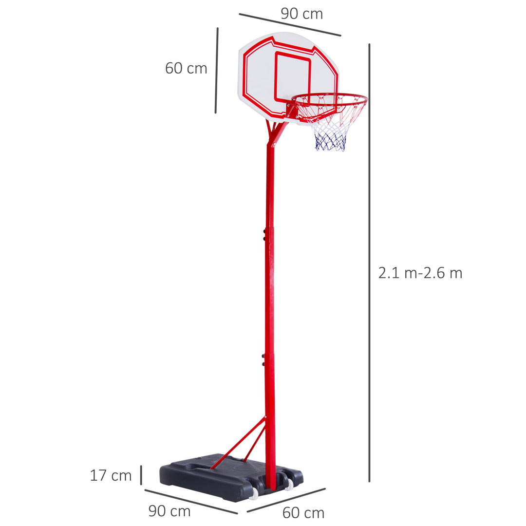 Steel Basketball Stand Height Adjustable Hoop Backboard Red