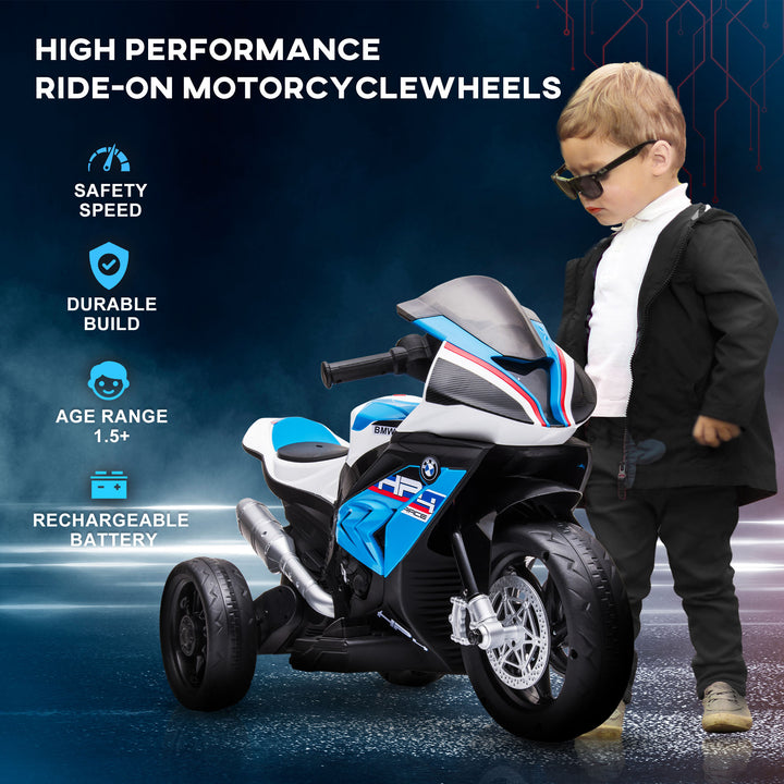 Licensed BMW HP4 Kids Electric Motorbike Ride-On Toy 3-Wheels 6V Battery Powered Motorcycle with Music for Girls Boy 18 - 60 Months, Blue