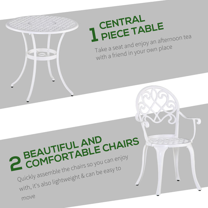 3PCs Garden Table Set Bistro Set Round Table and 2 Chairs for Outdoor Indoor Patio Balcony Aluminium