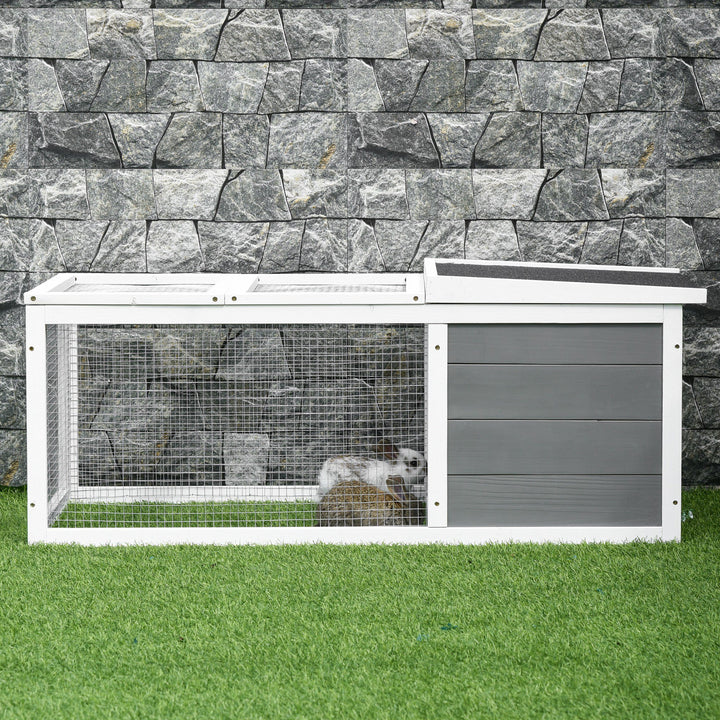 PawHut Indoor Outdoor Wooden Rabbit Hutch Small Animal Cage Pet Run Cover, with UV-resistant Asphalt roof and Water-repellent Paint