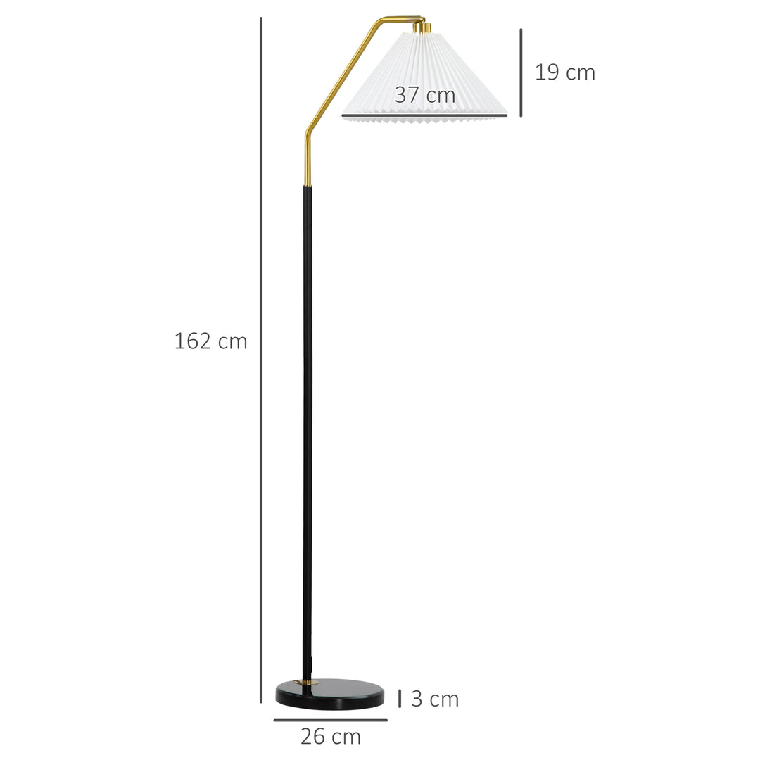 Floor Lamps for Living Room Bedroom with Adjustable Pleated Lampshade, Modern Standing Lamp, 55x37x162cm, White