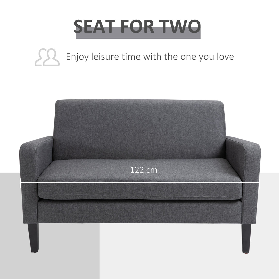 Linen Modern-Curved 2-Seat Sofa Loveseat w/ Thick Cushion Wood Legs Foot Pads Single Compact Home Furniture City Flats Grey