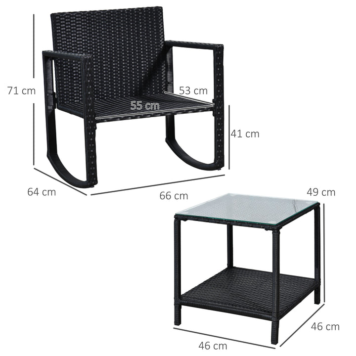 Rocking Set Patio Bistro Table Chairs Conversation w/ Cushion