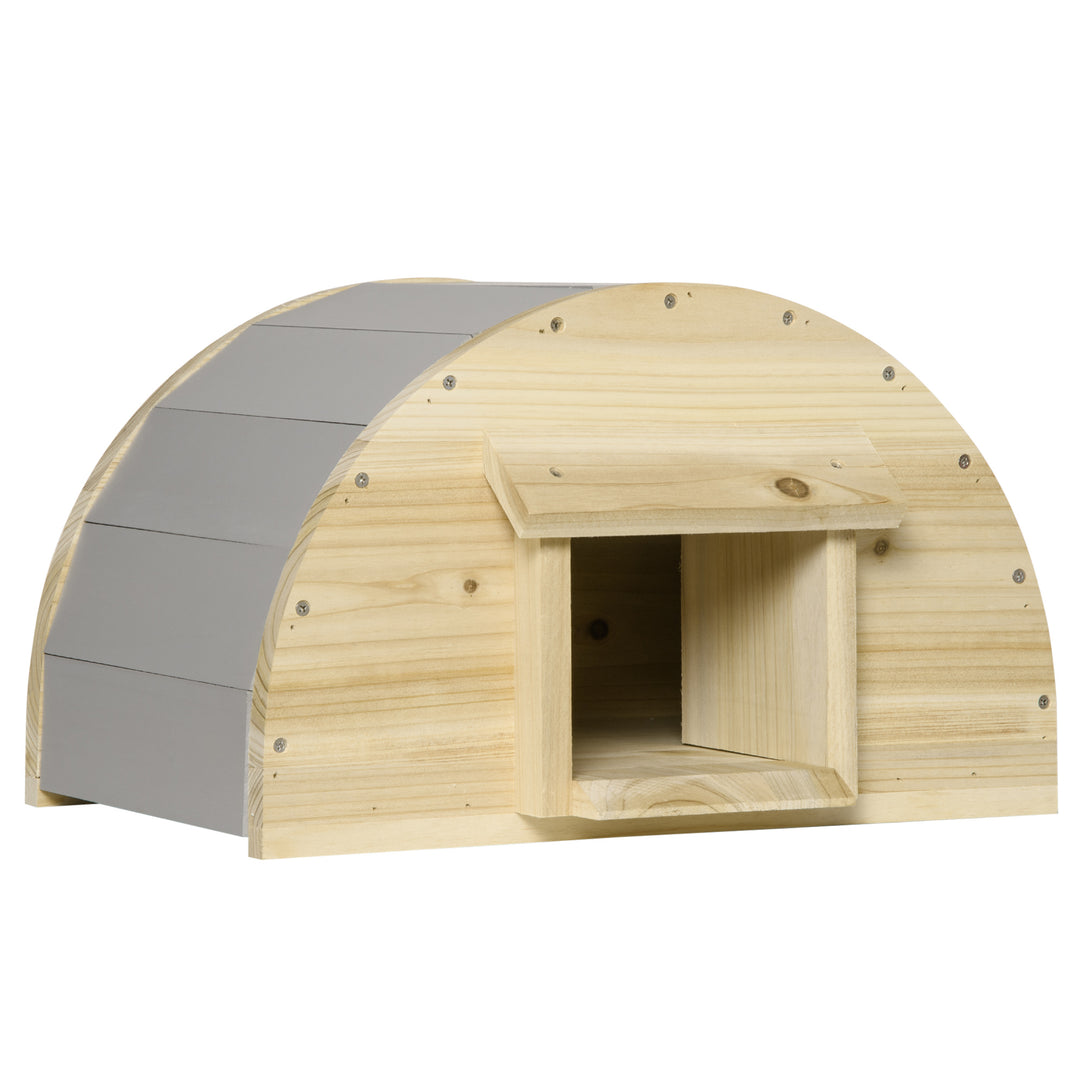 Wooden Hedgehog House Outdoor, Small Animal Shelter Hibernation Home, with 2 Doors, for Garden, 40 x 30.2 x 23.5 cm, Natural