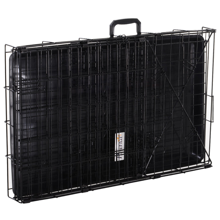 PawHut Metal Collapsible Car Dog Cage Crate Transport Folding Box Carrier Handle Removable Tray 77 x 47 x 55cm