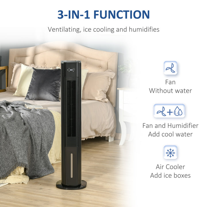 HOMCOM 42" Portable Cooling Fan, Water Conditioner Unit with 3 Modes, 3 Speed, Remote Controller, Timer, Oscillating for Home Quiet Bedroom, Black