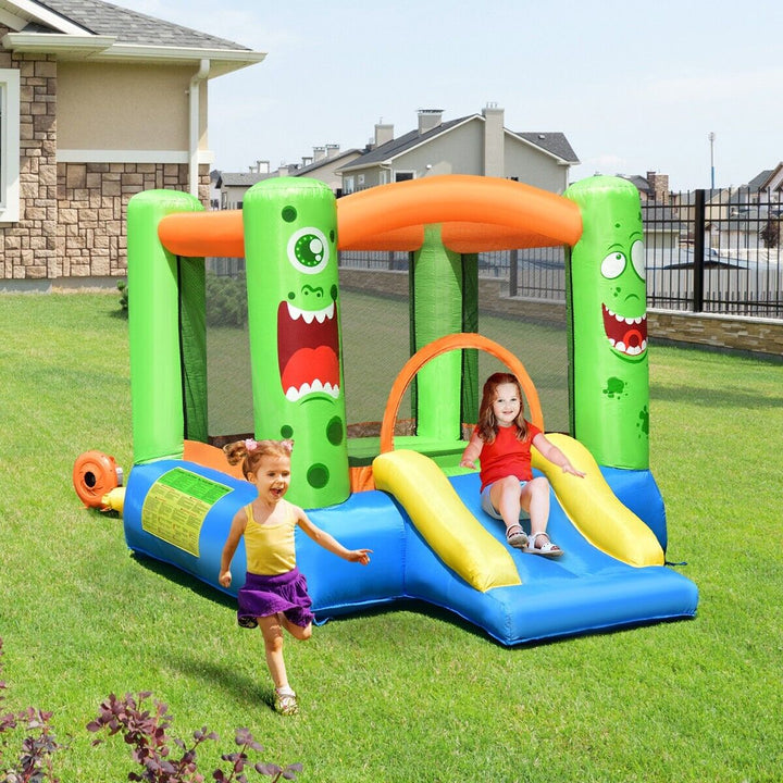 Inflatable Bounce Playhouse with Basketball Rim and Safety Mesh Netting
