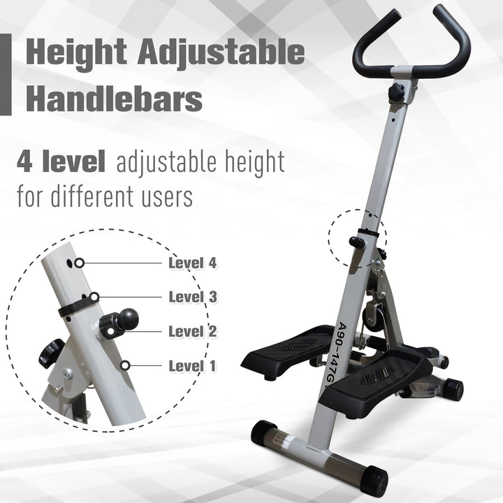Stepper w/Handle Hand Grip Workout Fitness Machine For Fitness Aerobic Exercise Home Gym Grey
