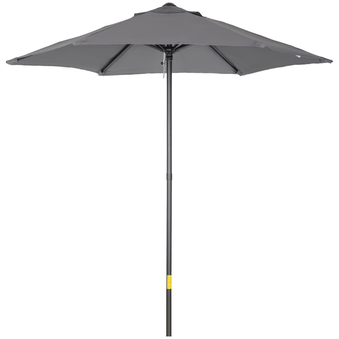 Outsunny 2m Patio Parasols Umbrellas, Outdoor Sun Shade with 6 Sturdy Ribs for Balcony, Bench, Garden, Dark Grey