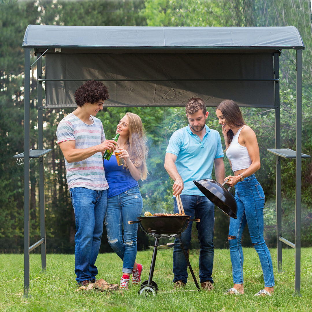 Metal Frame Outdoor BBQ Canopy Grey