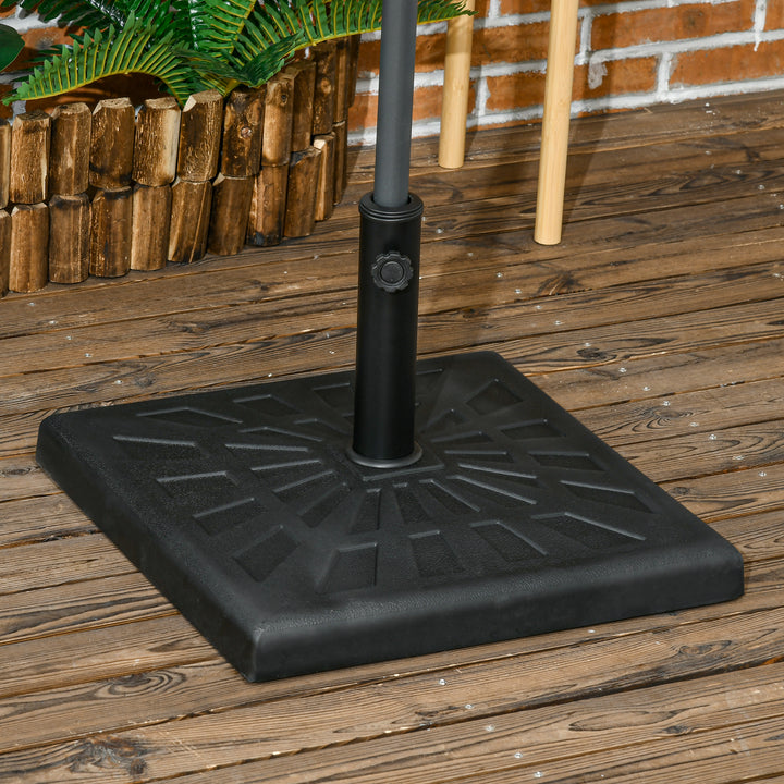 19kg Resin Garden Parasol Base Holder, Square Outdoor Market Umbrella Stand Weight for Poles of Φ32mm, Φ38mm, and Φ48mm, Black
