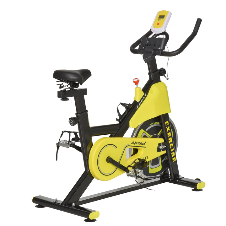 HOMCOM Exercise Bike Indoor Cycling Bike Stationary Bicycle with Belt Drive Adjustable Resistance Seat Handlebar LCD Display Home Gym Upright Bike