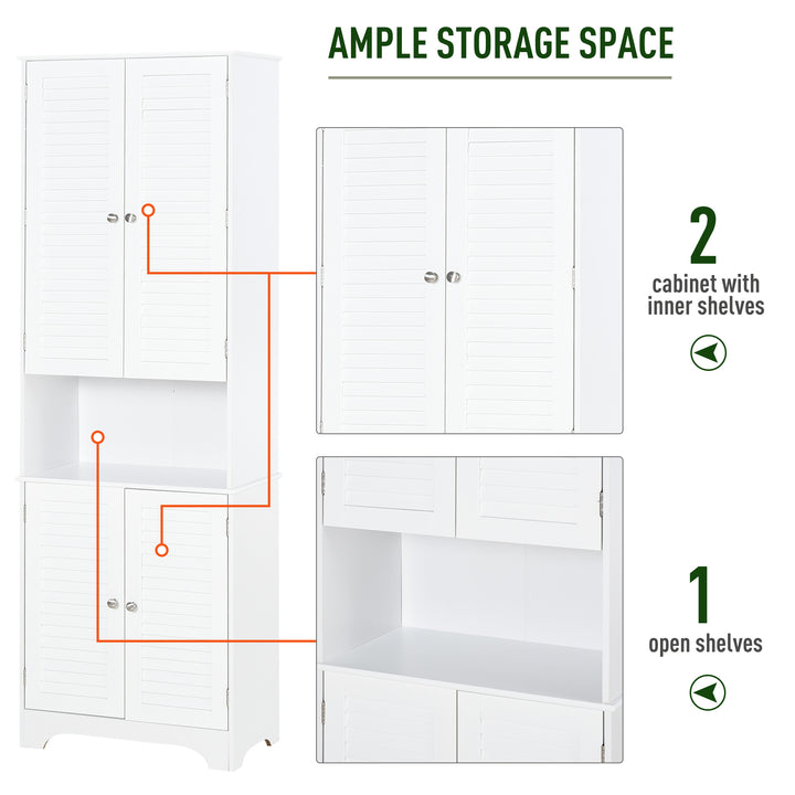 MDF Freestanding 6-Tier Bathroom Storage Cabinet White