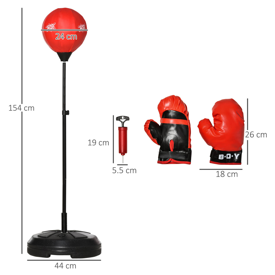 Kids Boxing Set, Adjustable Height Punching Ball, Free Standing Punch Bag with Boxing Gloves for 8-10 Years Children