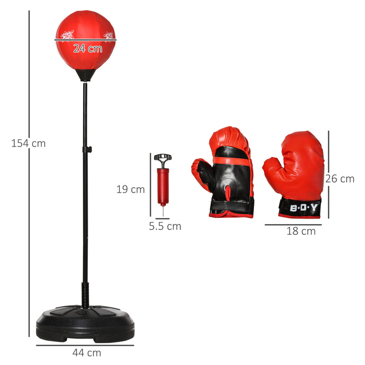 Kids Boxing Set, Adjustable Height Punching Ball, Free Standing Punch Bag with Boxing Gloves for 8-10 Years Children