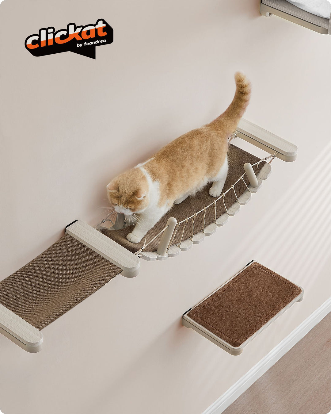 Wall-Mounted Cat Bridge with Fabric Pad