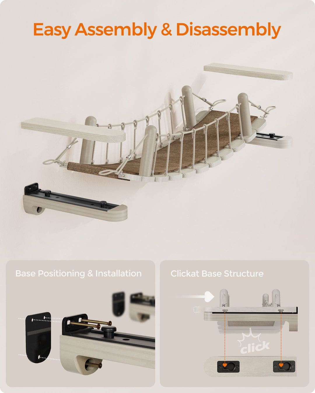 Wall-Mounted Cat Bridge with Fabric Pad