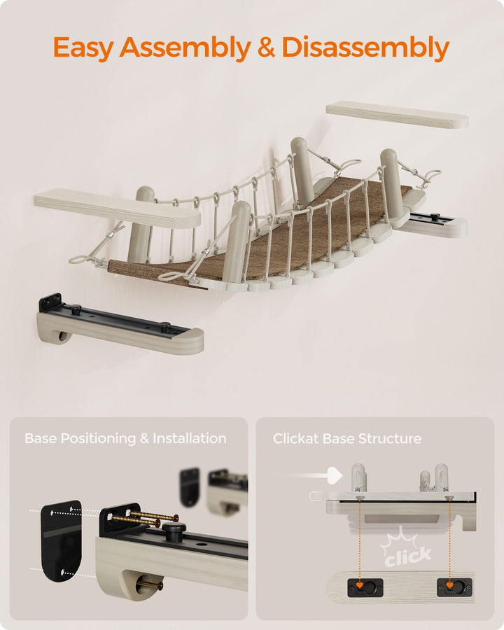 Wall-Mounted Cat Bridge with Fabric Pad