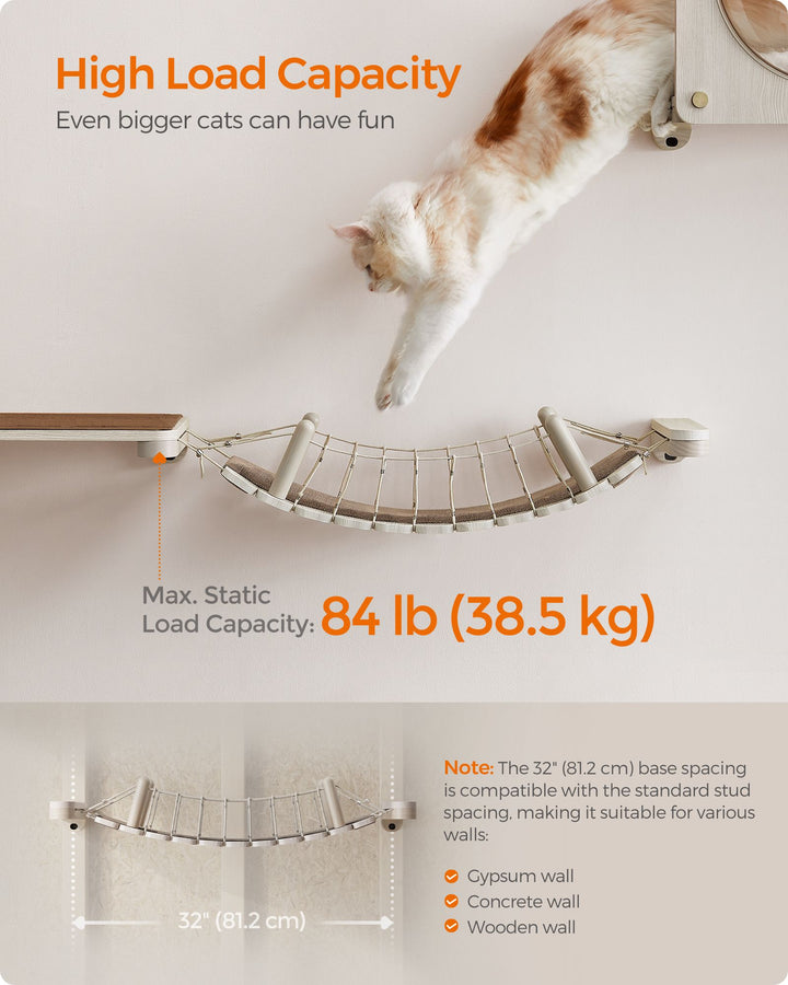 Wall-Mounted Cat Bridge with Fabric Pad