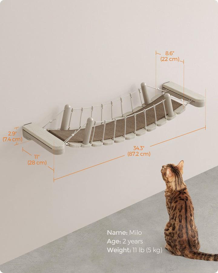 Wall-Mounted Cat Bridge with Fabric Pad