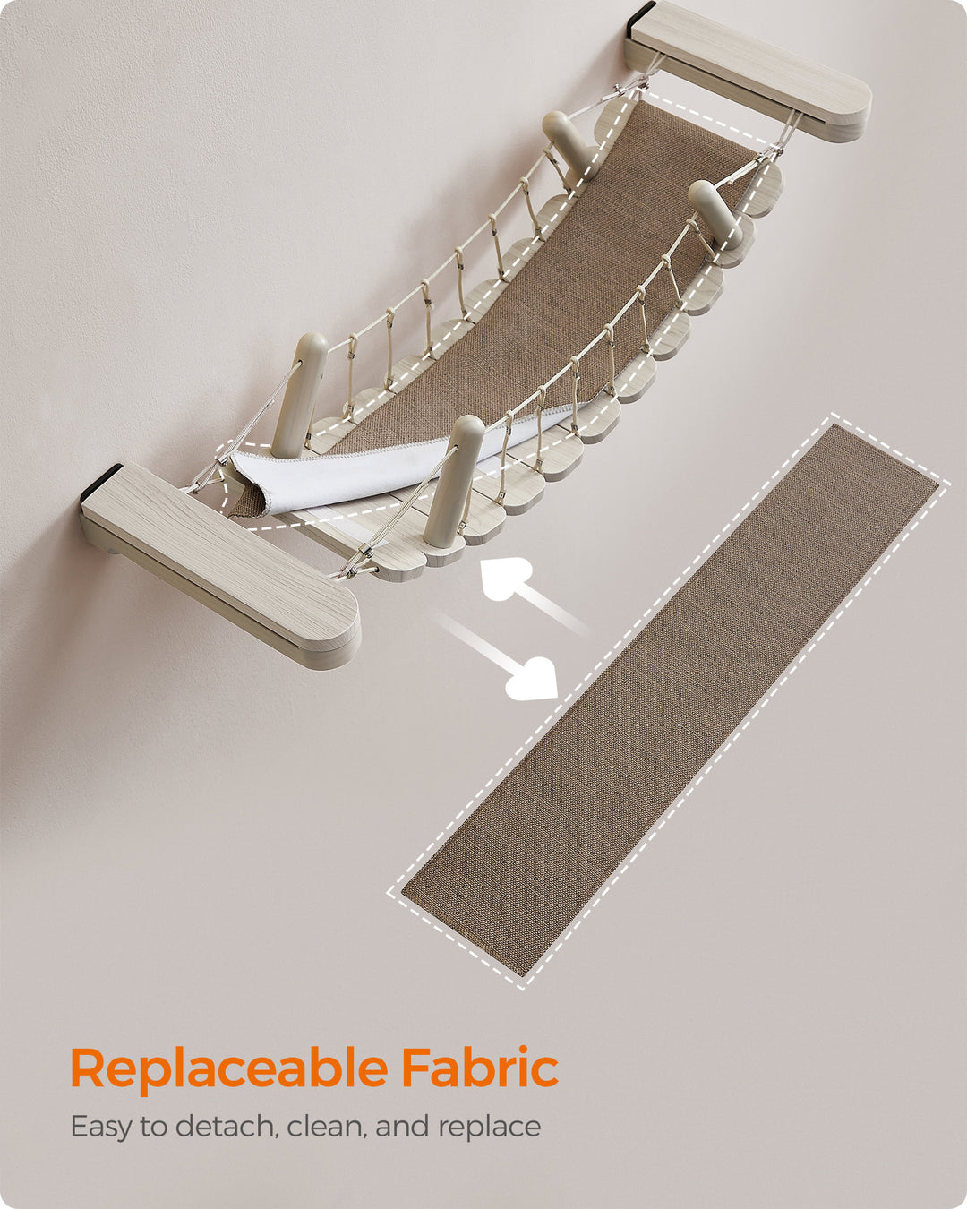 Wall-Mounted Cat Bridge with Fabric Pad