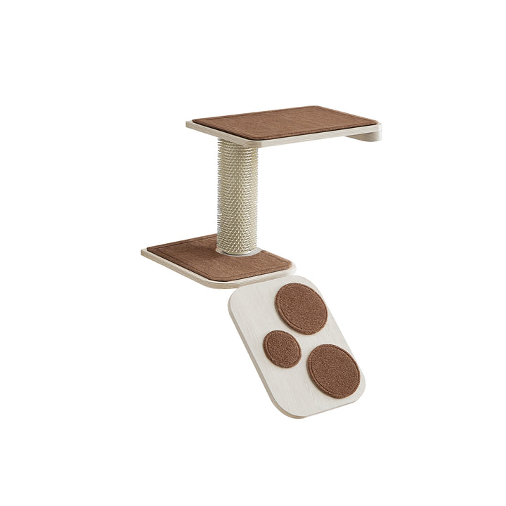 Clickat Wall-Mounted Cat Stairs with Shelf and Self-Groomer