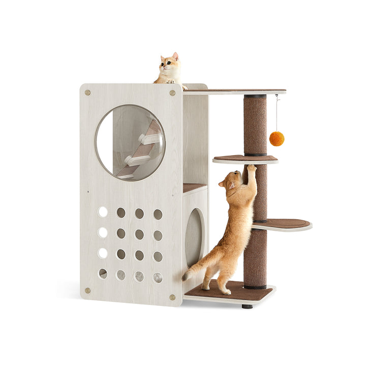 Cat Tree with Scratching Post and Soft Ladder