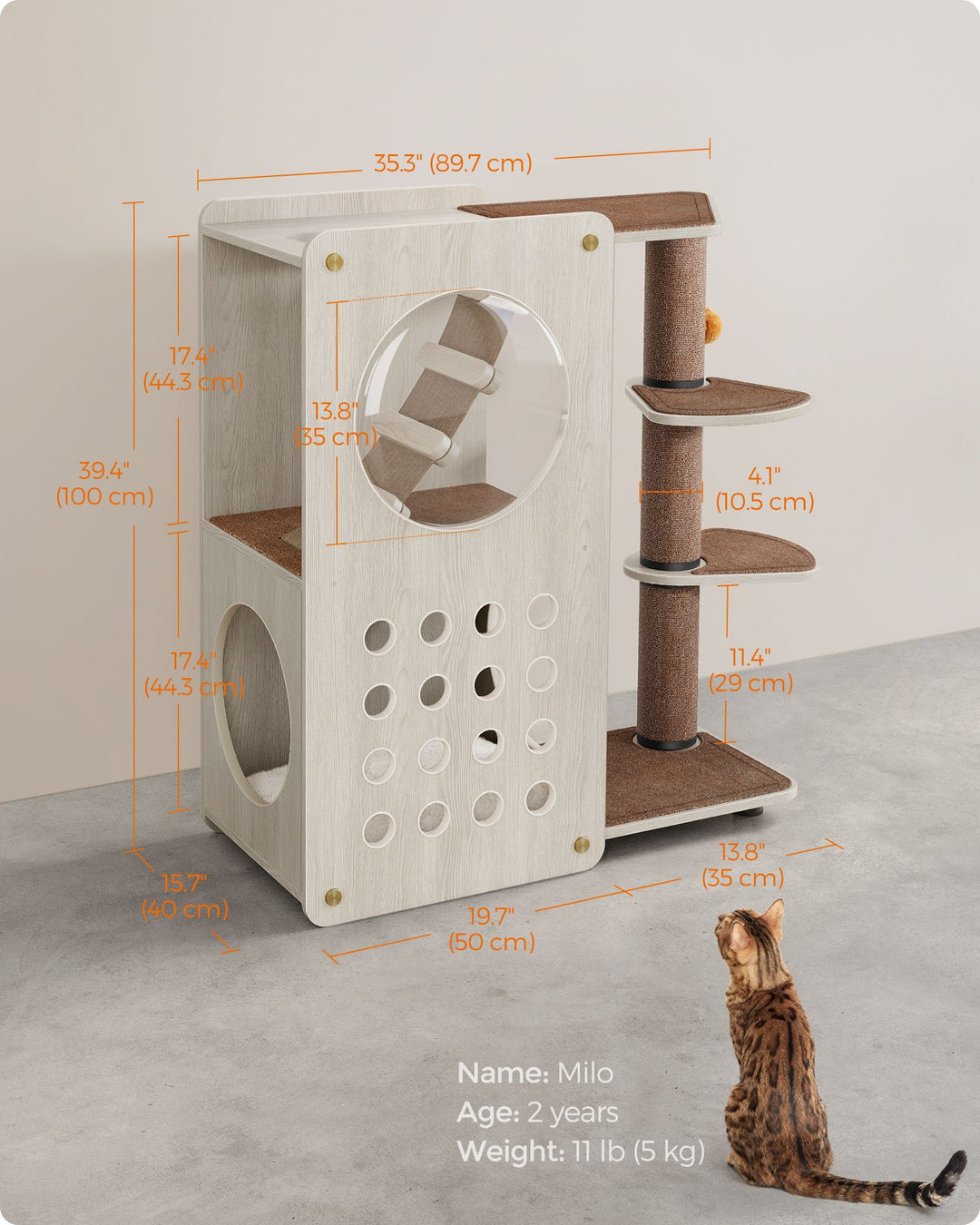 Cat Tree with Scratching Post and Soft Ladder