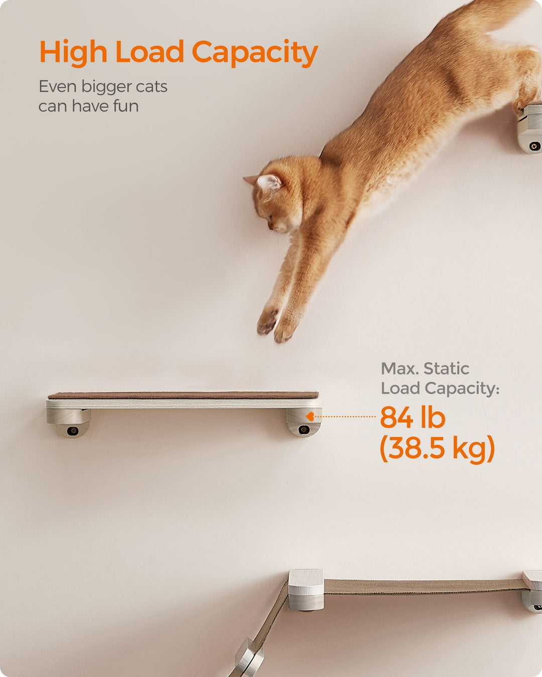 Wall-Mounted Cat Shelf with Felt Pad