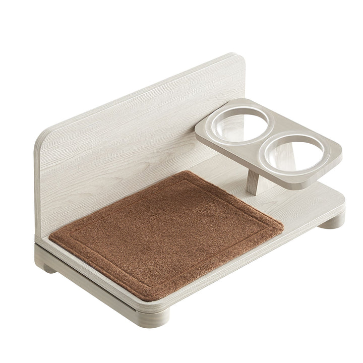 Wall-Mounted Cat Food Station with Elevated Bowls