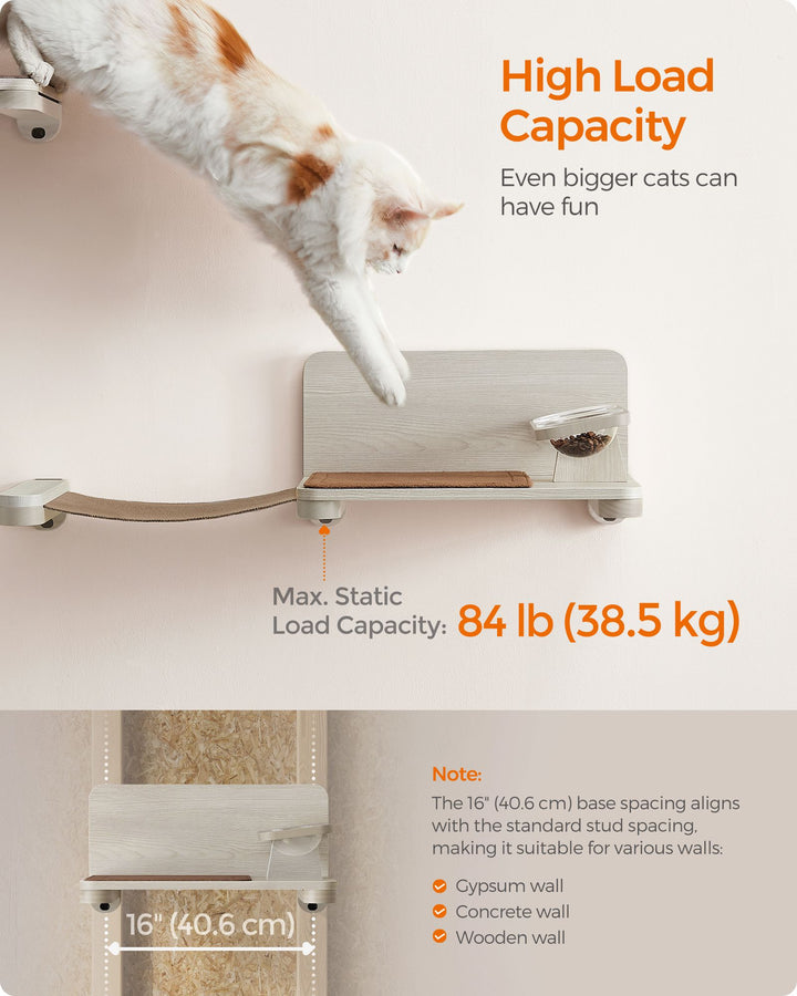 Wall-Mounted Cat Food Station with Elevated Bowls