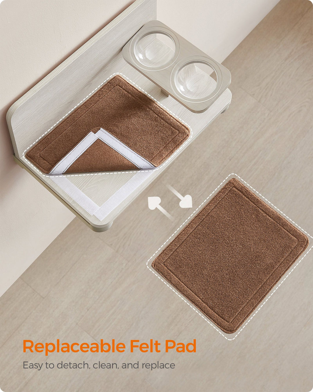 Wall-Mounted Cat Food Station with Elevated Bowls