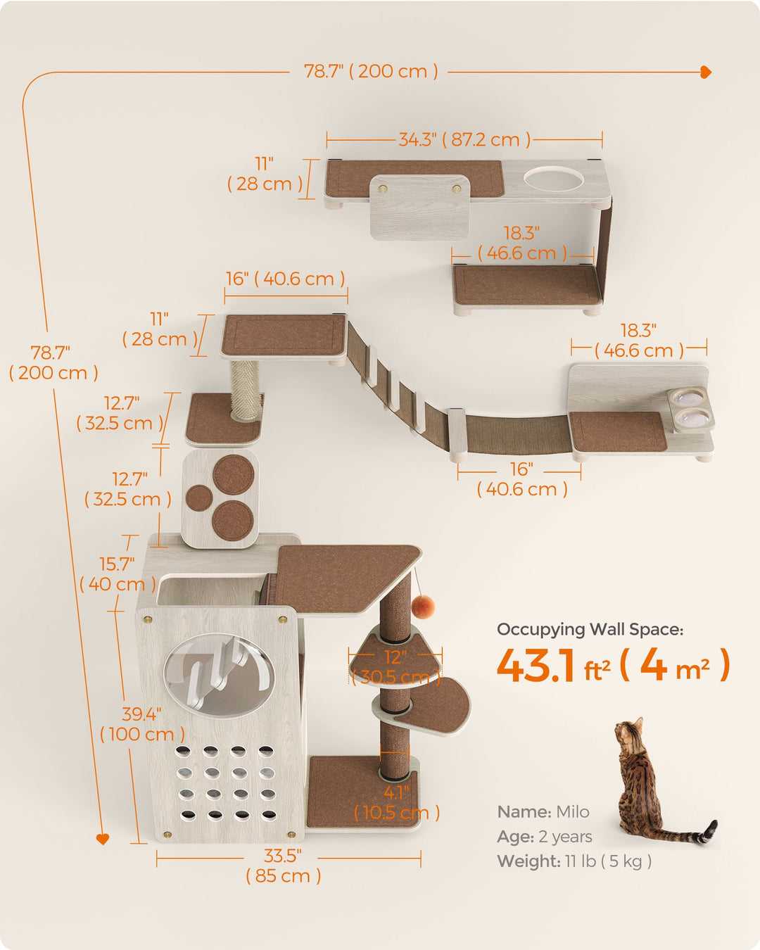 Land Set of 7 Cat Wall Furniture
