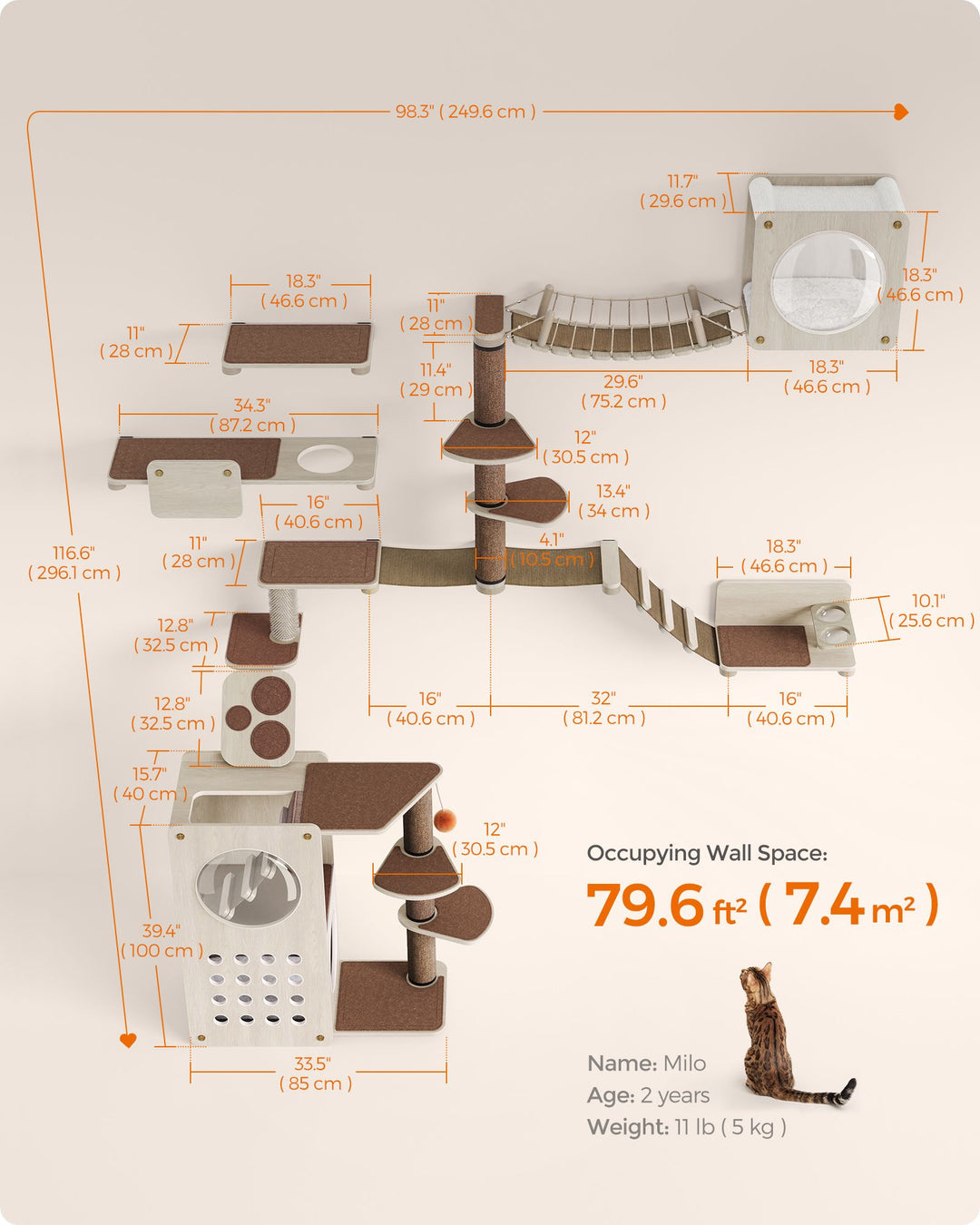 Planet Set of 10 Cat Wall Furniture