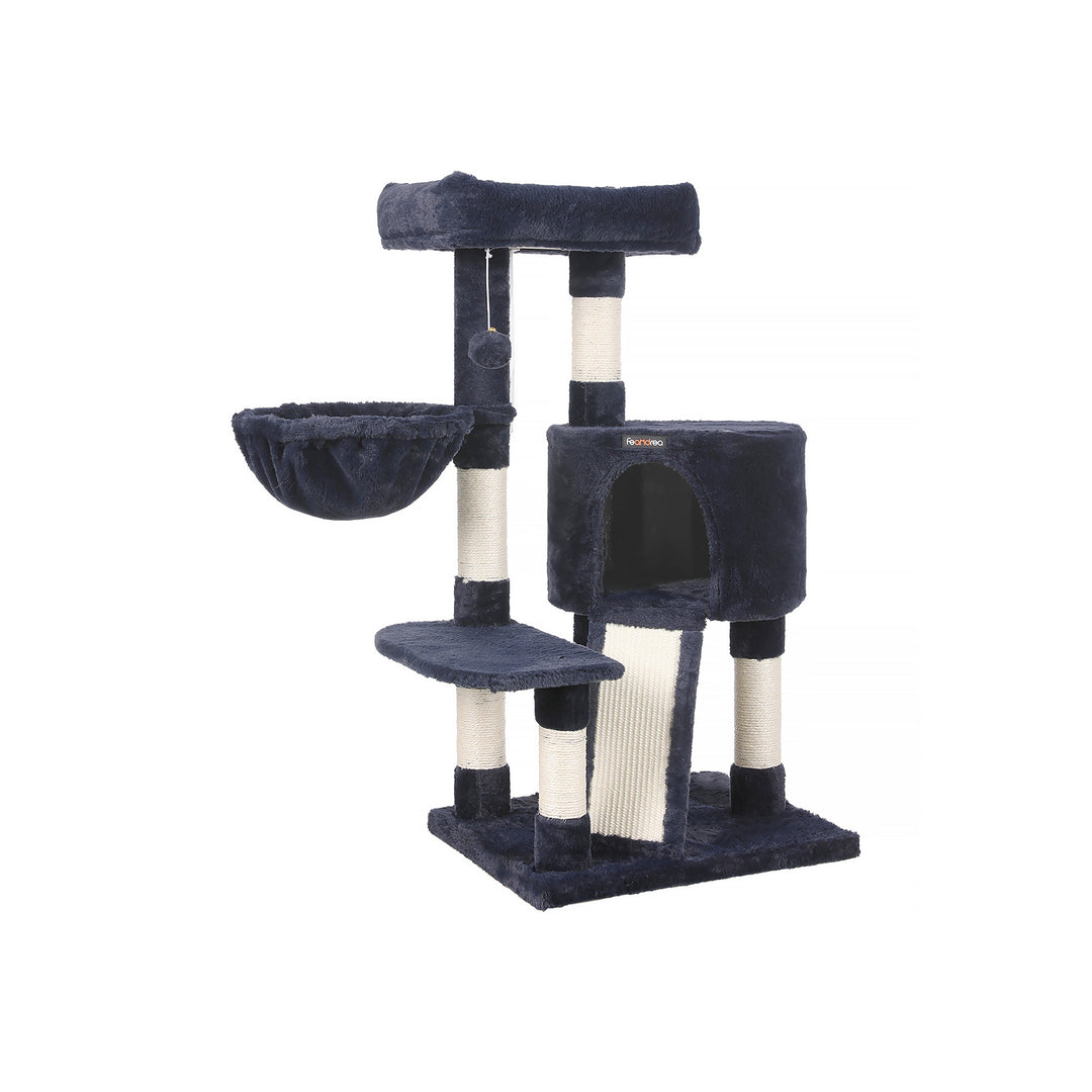 Blue Cat Tower with Hammock &amp; Pompom