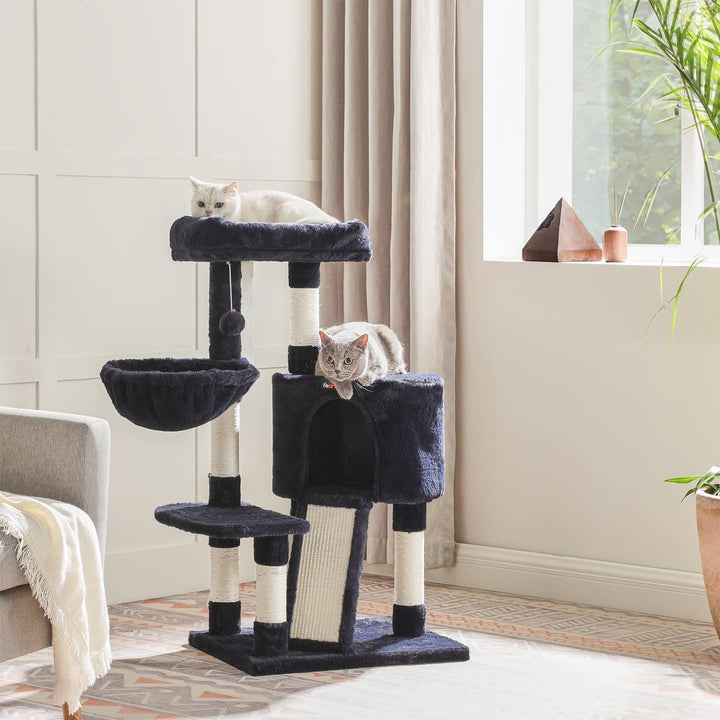 Blue Cat Tower with Hammock &amp; Pompom