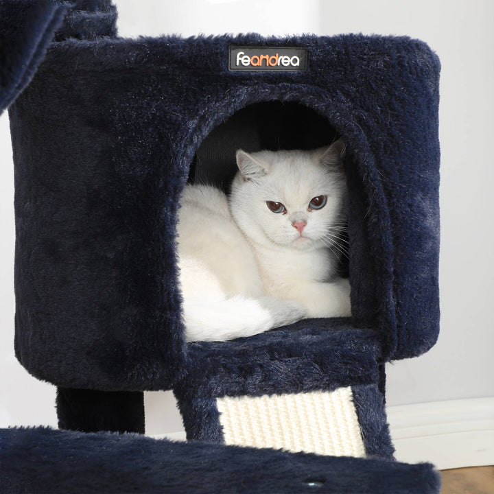 Blue Cat Tower with Hammock &amp; Pompom
