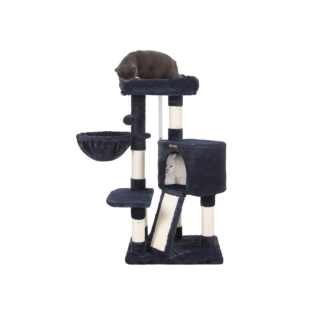 Blue Cat Tower with Hammock &amp; Pompom