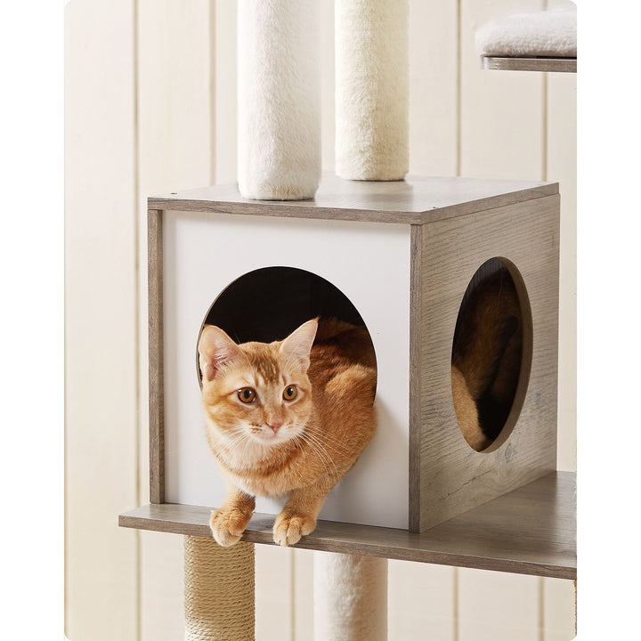 FEANDREA Cat Tree, Cat Tower with Scratching Posts, Padded Perches, Wooden Cat Condo, PCT166G01