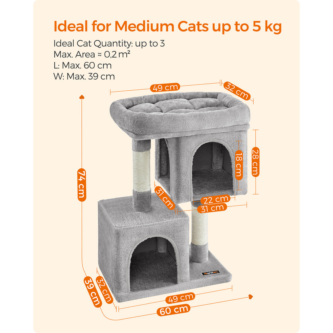 74 cm Cat Tree with 2 Cat Caves