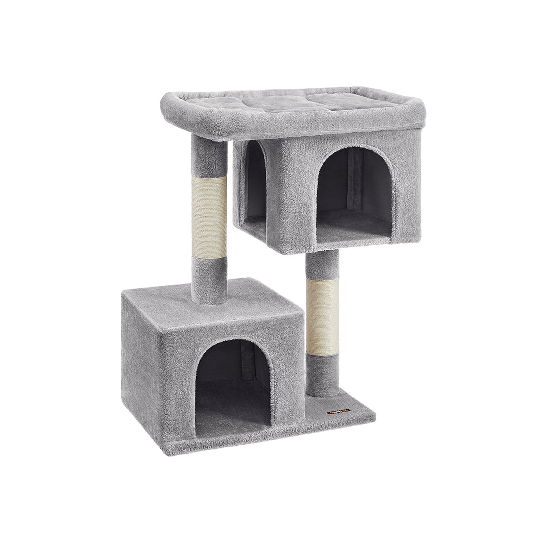 Cat Tower with 2 Cat Caves-Light Grey