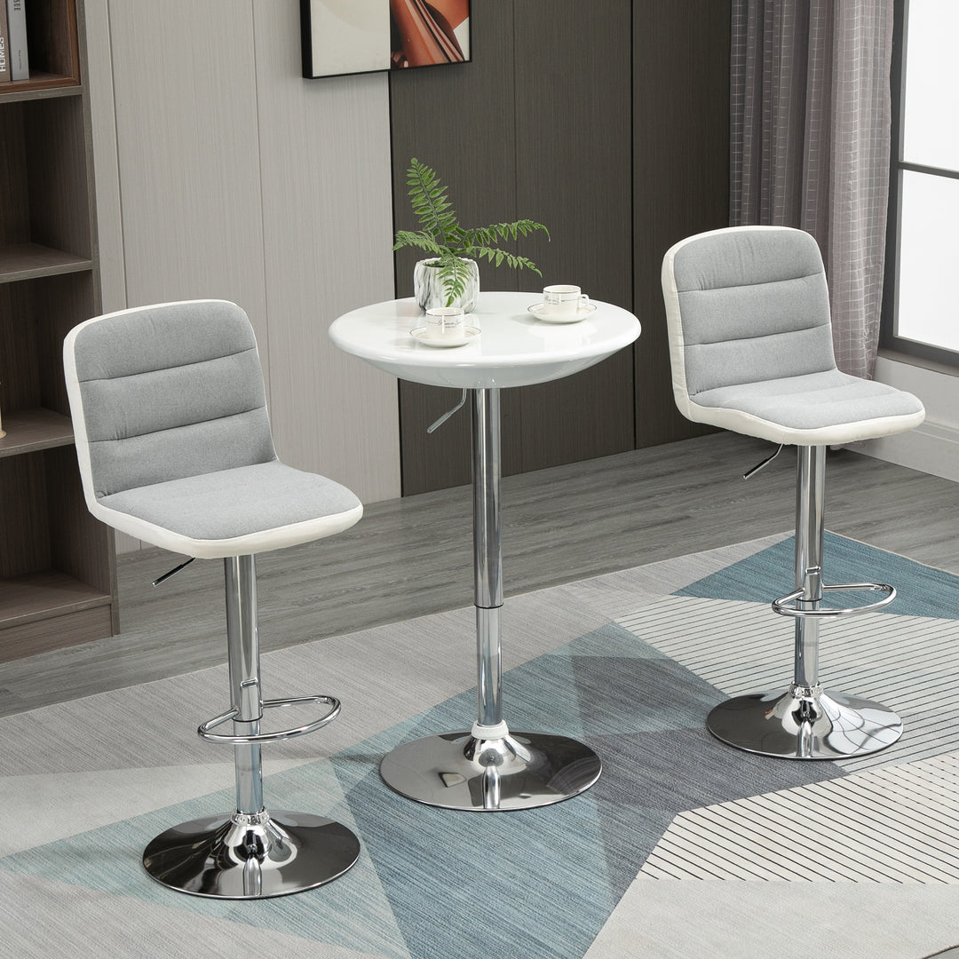 Bar stool Set of 2 Armless Adjustable Height Upholstered Bar Chair with Swivel Seat, Light Grey