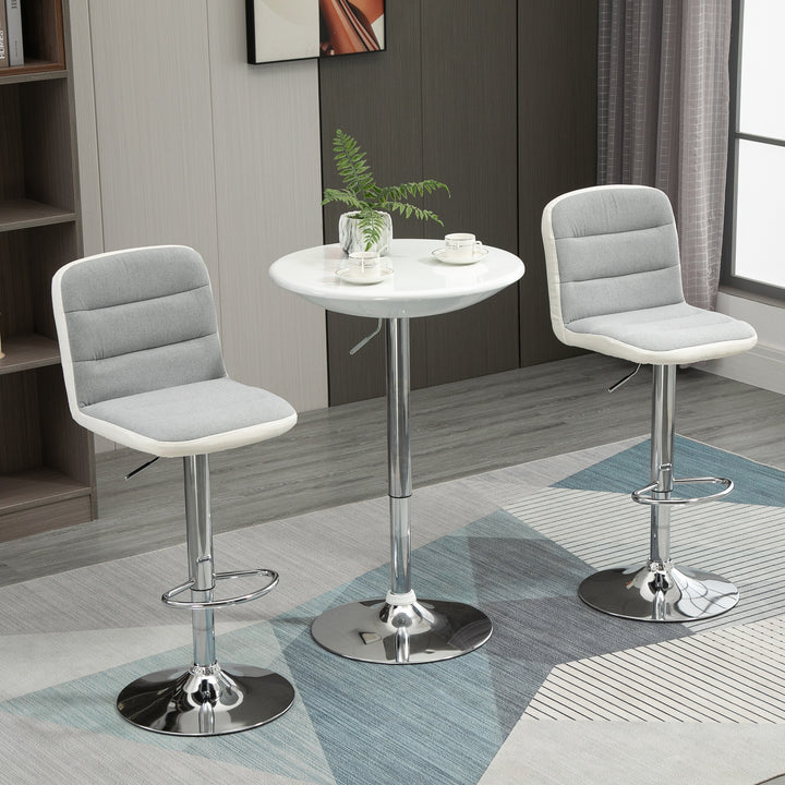 Bar stool Set of 2 Armless Adjustable Height Upholstered Bar Chair with Swivel Seat, Light Grey