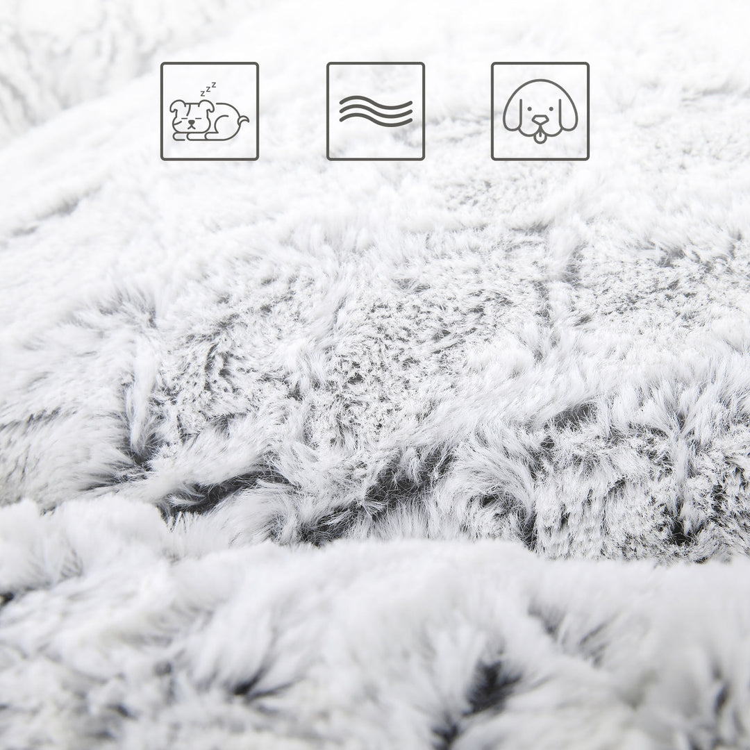 Grey Round Washable Dog Bed with Non-Slip Bottom
