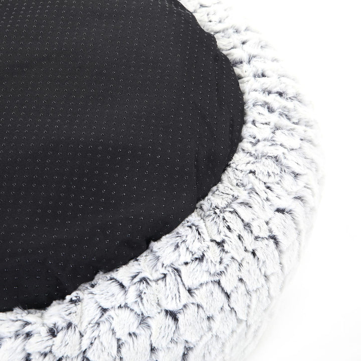 Grey Round Washable Dog Bed with Non-Slip Bottom
