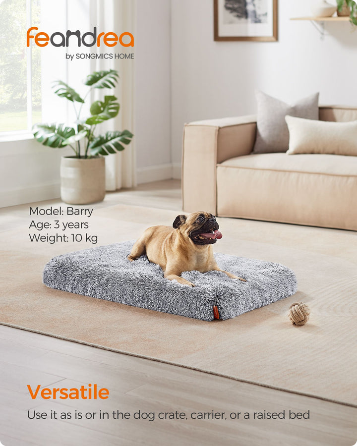 Fluffy Dog Bed with Washable Cover 80 x 50 x 8 cm Grey Ombré