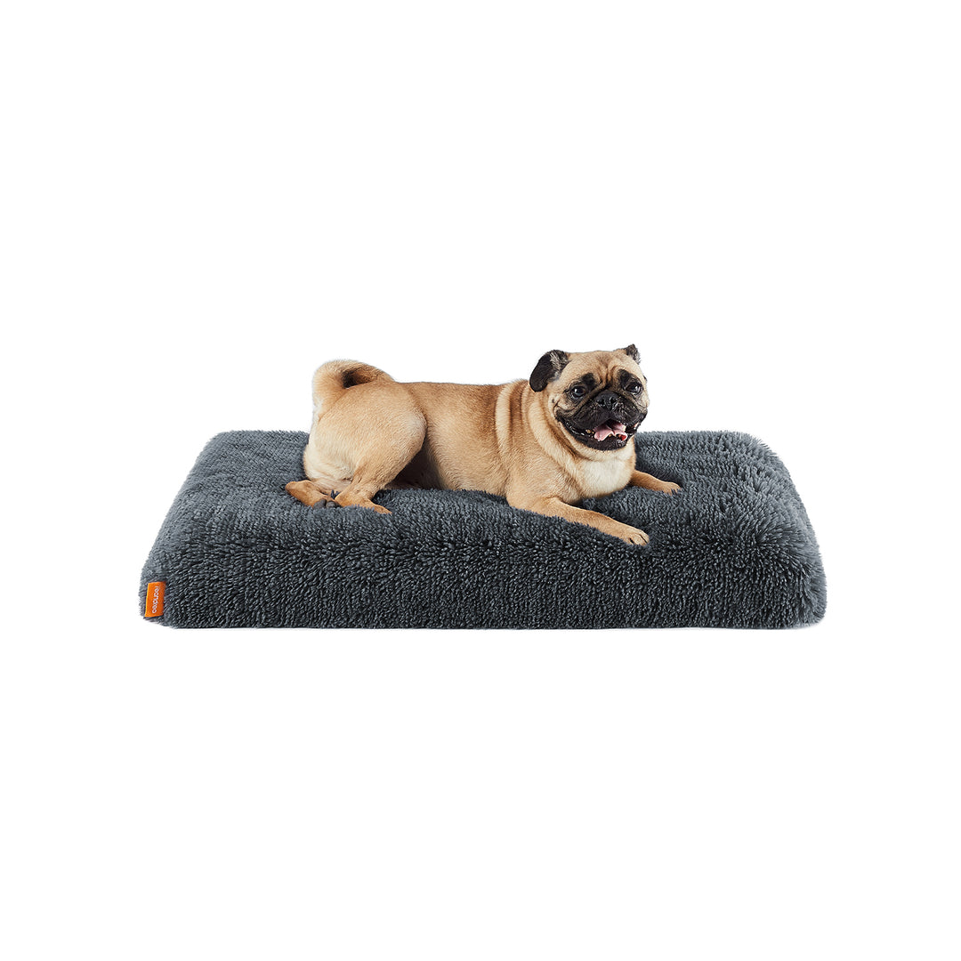 Fluffy Dog Bed with Washable Cover 80 x 50 x 8 cm Dark Grey