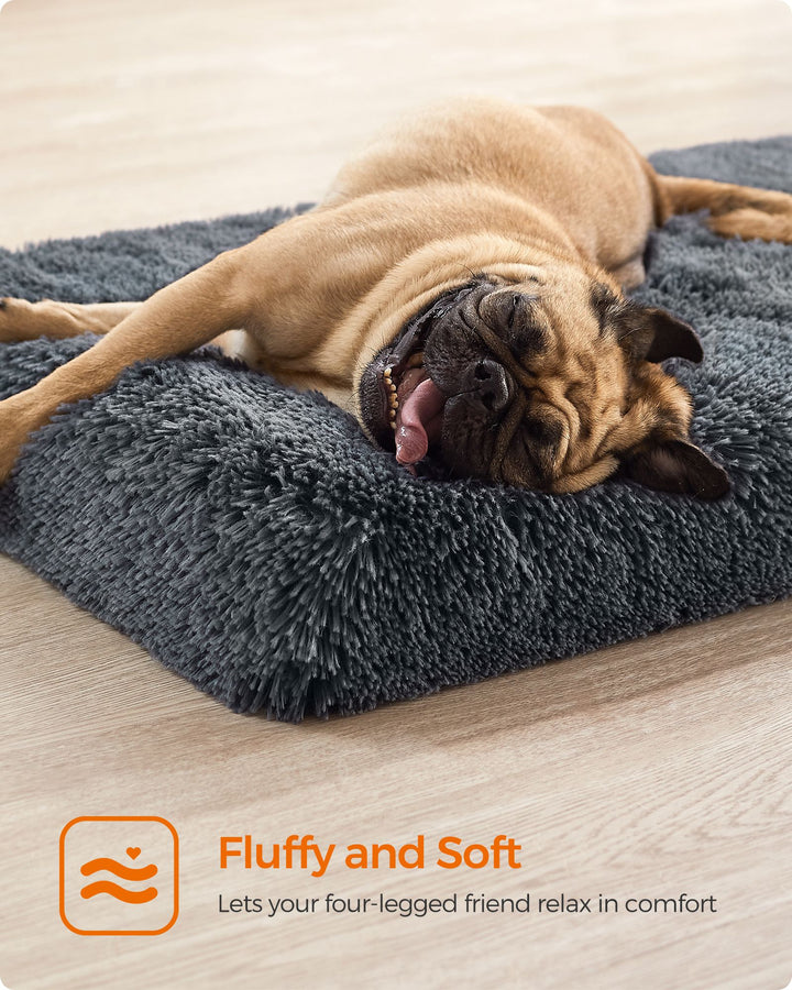 Fluffy Dog Bed with Washable Cover 80 x 50 x 8 cm Dark Grey