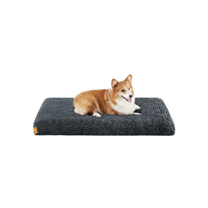 Fluffy Dog Bed with Washable Cover 95 x 60 x 8 cm Dark Grey